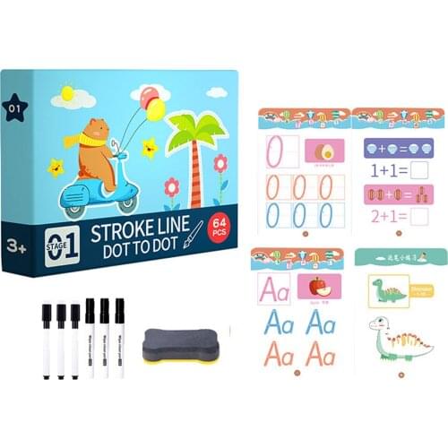 Children Toys Drawing Tablet Early Educational Math Game Book Kids Learning Shape Pen Control Training Set with Erasable Pen