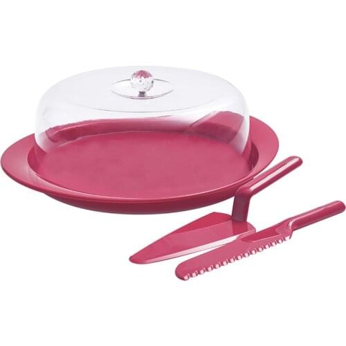 Fuchsia Color Cake Serving Platter Set Cake Presentation Handy Washable