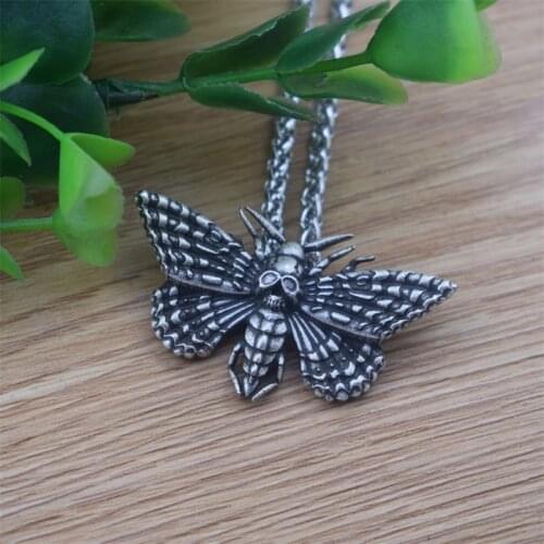 Gothic Butterfly Necklace Deaths Head Hawkmoth Insect Pendant Women Men Gift