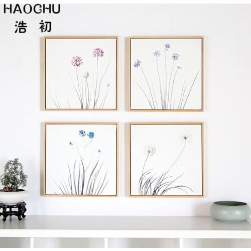 HAOCHU Nordic Fresh Flower Plant Art Print Poster Blue Purple Dandelion Canvas Painting Wall Picture for Living Room Decor