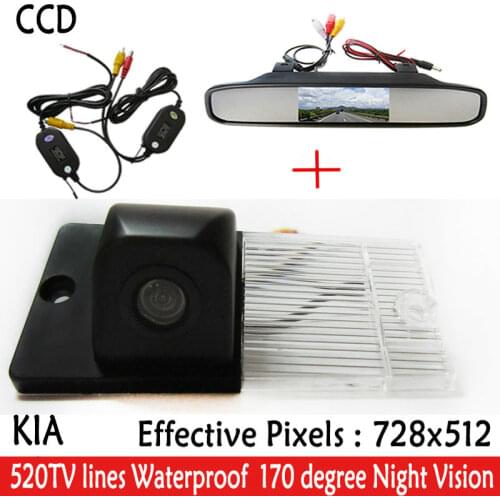 HD CCD 2.4G Wireless RearView CAR Camera Mirror Monitor Car Reverse Backup HD Parking Camera Wide Angle for KIA SORENTO SPORTAGE