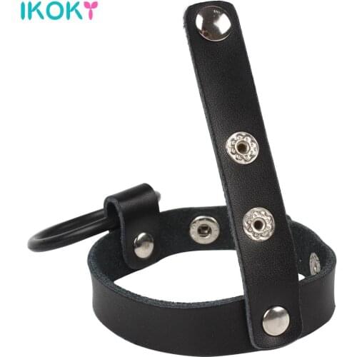 IKOKY Silicone Cock Ring Reuseable Adult Products Sex Toys For Men Leather Male Chastity Belt Device Penis Sleeve