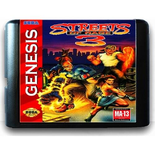Street Of Rage 3 for 16 bit Sega MD Game Card for Mega Drive for Genesis US PAL Version Video Game Console
