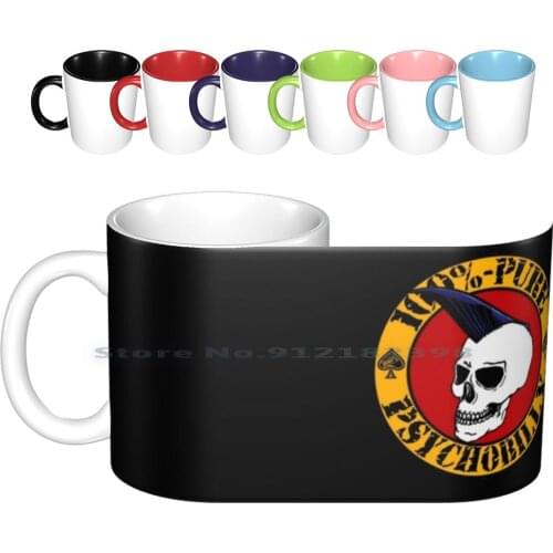 Pure Psychobilly Ceramic Mugs Coffee Cups Milk Tea Mug Psychobilly Dragstrip Biker Punk Head Goth Emo Metal Doom Thrash Metal