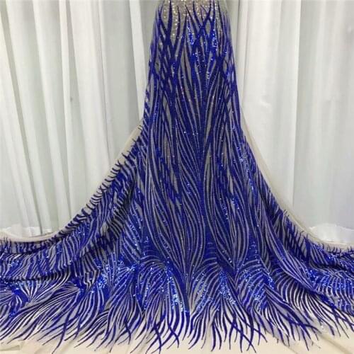 Royal Blue African Lace Fabric 2020 green High Quality Velvet Lace with Sequins Nigerian Lace Fabrics for Wedding Dress white