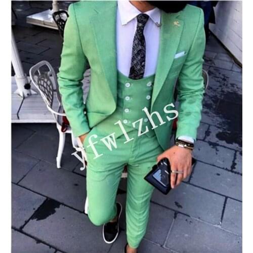 Handsome One Button Groomsmen Notch Lapel Groom Tuxedos Wedding Dress Men Suits Blazer Prom Dinner (Jacket+Pants+Tie+Vest) A153