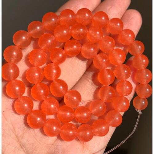 AAA+ Natural Orange Jades Round Loose Stone Beads For Jewelry Making 15.5" 4/6/8/10/12mm Making DIY Bracelet Pendant Necklace