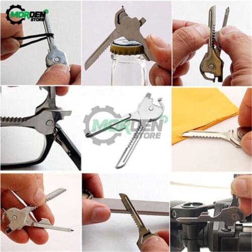Mini Utili Key shape Ring Pocket Opener Screwdriver Keychain Kit Tool Survive Tactical Multipurpose Knife
