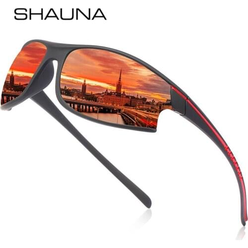 SHAUNA New Fashion Men Goggle Shield Polarized Sunglasses Classic Vintage Mirro Lens Driving Hiking Sun Glasses Shade Anti-UV