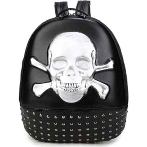 Skull rivet PU mens bag leisure backpack mens waterproof outdoor travel computer bag student school bag