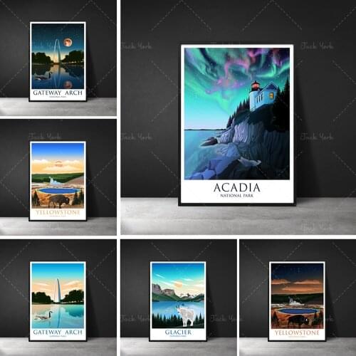 Acadia National Park Poster Night, Acadia Minimalist Art, Acadia Poster, National Park Print