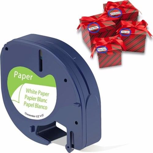 Newest Tape Cartridge 91200 White Paper 12mm by 4m for DYMO LETRATAG Label Makers Dymo Label Tape