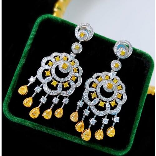 QTT Bohemia Dazzling CZ Crystal Tassel Dangle Long Earrings for Women 925 Silver Temperament Grace Engagement Party Fine Jewelry