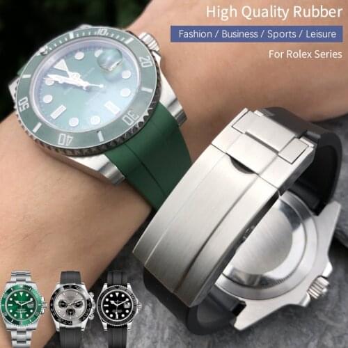 19/21mm 20mm Hight quality Watch Band Fit for Rolex Daytona Submariner Oysterflex GMT Deepsea for Explorer Rubber silicone Strap