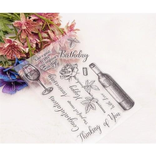 10.5*15.5cm Wine Bottle Transparent Seal Clear Stamps Cutting Dies Roller Stamps DIY Scrapbook Album / Card Production Easter
