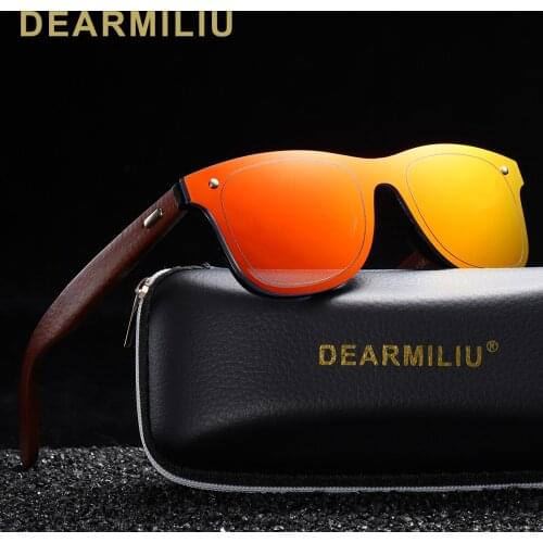 DEARMILIU Rimless Vintage Wood Sunglasses Men Square Frame UV400 Sun glasses Women Sun glasses Male oculos de sol Feminino