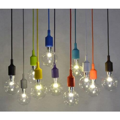 Modern Color Pendant Lights E27 Holder AC110-240V Silica Gel DIY Pendant Lamp for Bar Restaurant Bedrooms Large Shopping Mall