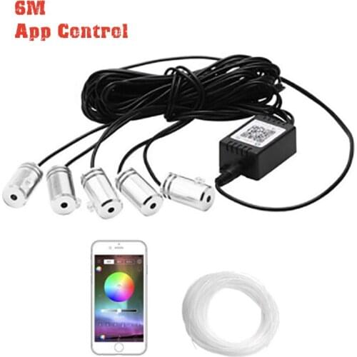 DC 12V LED Car Interior Light Strip 6 m RGB 360 Degree Adjustable Lamp Wireless APP Control Car Romantic Colorful Light