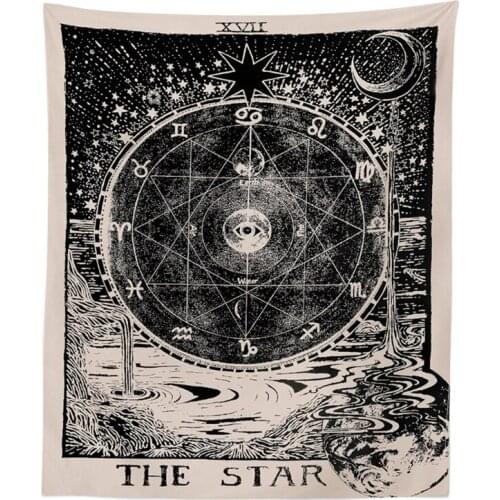 Vintage European wall hangings witchcraft ouija tapestry sun moon star dorm room Carpet arras carpet astrology Medieval blanket