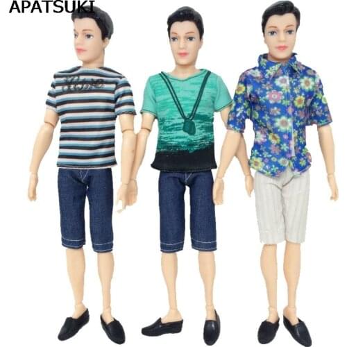 High Quality Fashion T Shirt + Jeans Pants Short For Barbie Boyfriend Ken Doll Handmade Casual Clothes Male Doll Clothes Outfits