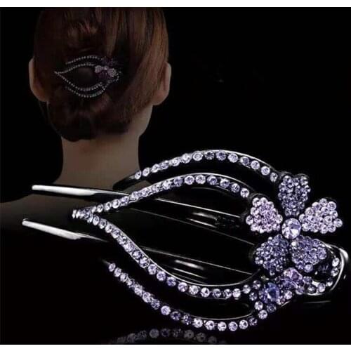 Fashion Girl Rhinestone Hair Claw Tree Leaf Geometric Imitation Barrettes Hairpin Retro Crystal Hair Clips Wome Hair Accessories