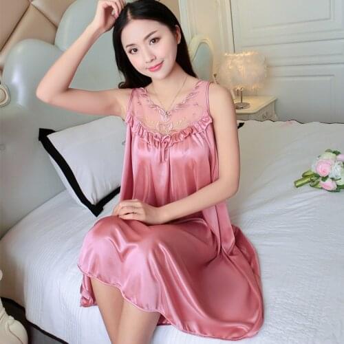 Ladies Bride Bridesmaid Wedding Sleepwear Nightgown Plus Size 4XL Casual Negligee Long Lingerie Nightgown Ice Silk Sleepwear