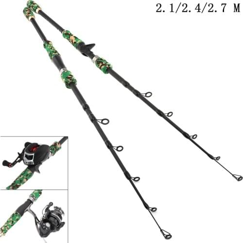 Hard 2.1m 2.4m 2.7m Green Lure Fishing Rod Spinning Casting Rod 7 Section Telescopic Ultra Light Travel Fishing Pole