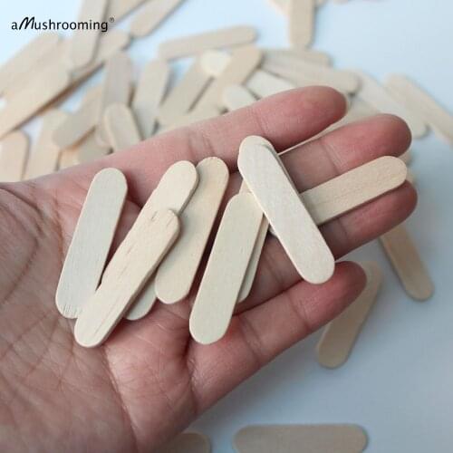 100 Plain Wooden Ice Cream Pudding Sticks 1.6 Inches Small Lollipop Sticks Cake Dessert Taster Spoons Pop Lolly Sticks