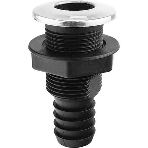 3/4' Inch Black Plastic Thru-Hull Bilge Pump And Aerator Hose Fitting Boats