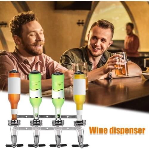 4-Bottle Drink Liquor Dispenser Stand Drinks Spirits Party Bar Stainless Steel Wall Mount Alcohol Dispenser Kitchen Tools