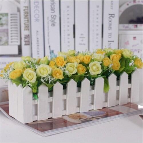 A-Level Wooden Fence Vase With Foam For Artificial Flower Vase Home Decoration