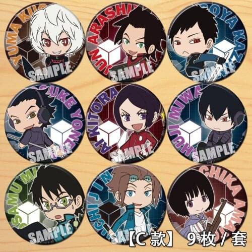 Anime World Trigger Kuga Yuma Jin Yuichi Figure 6862 Badge Round Brooch Pin Gifts Kids Collection Toy