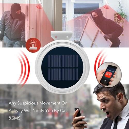 Wireless GSM Alarm System Security Home Solar Strobe Siren Outside Alarm Motion Detector SMS Remote Control for Home/RV/Camping