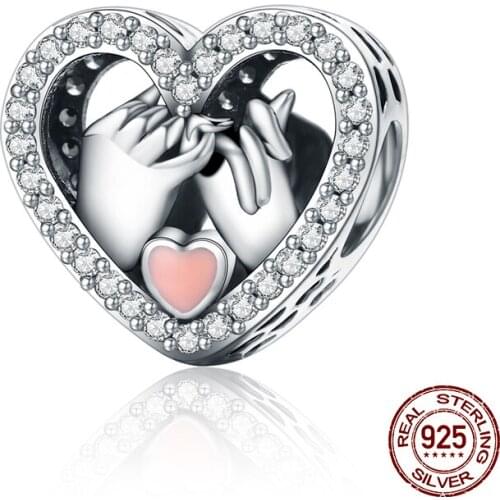 Fit 3MM bracelet beads 925 sterling silver promise heart shaped charm for women original fashion jewelry wedding gift making