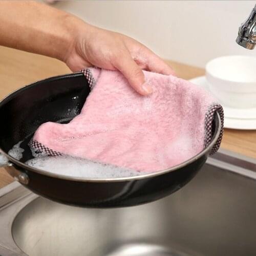 Household Dish Cloth Wipe Duster Kitchen Absorbent Microfiber Cleaning towel Cloth Hand Towel with Hanging Hole Wiping Rags