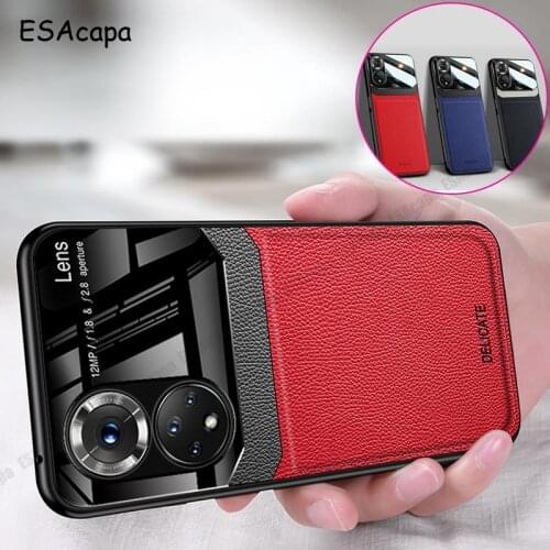 Plexiglass Anti-fall Case For Huawei Honor 50 Pro SE PU Leather Silicone Frame Phone Cover For Honor 9X 30 20 Pro Lite X10 Max