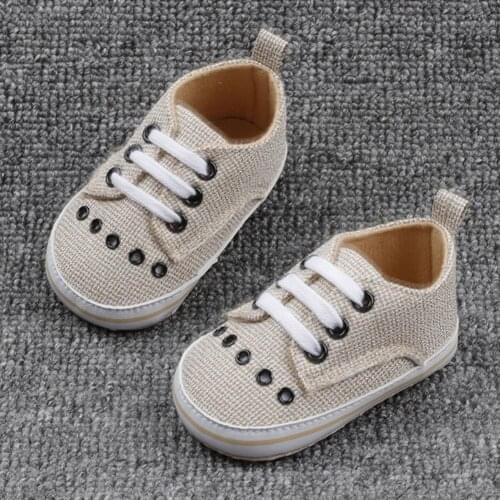 Baby Shoes Baby Girls Comfortable and soft Linen Lace-up Breathable Anti-slip Toddler Crib Casual Shoes Baby Casual Shoes 2021