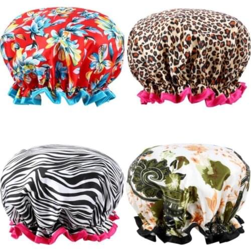 Shower Cap Double Layer Waterproof Bath Cap to Cover Long Thick Hair Bath Caps Designed for Women Waterproofs SN1494
