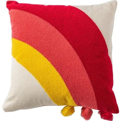 Nordic cotton Embroidery Rainbow Pillow Cover Cute Tassels Cushion Cover Stylish Kids Room Home Decoration 45x45cm/30x50cm