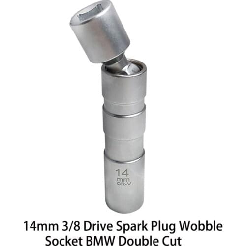 Chrome 14mm Magnetic Swivel Spark Plug Socket 3/8'' Drive 12-Point Spark Plug Wobble Socket, 92mm Length