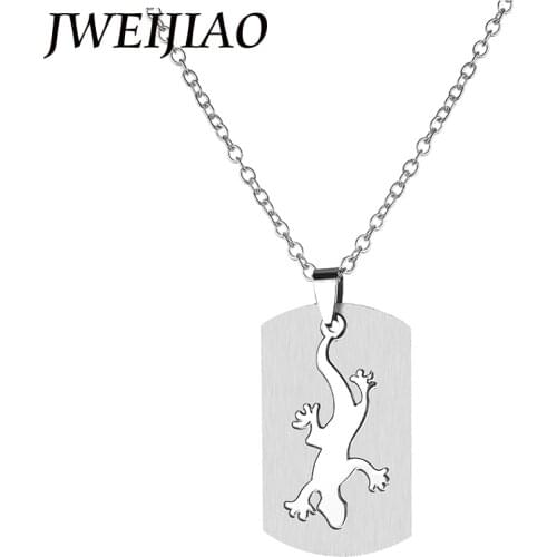 JWEIJIAO Stainless Steel Removable Gecko Necklaces & pendants Metal Chain Women Men Jewelry Lizard Salamander Necklaces SS58