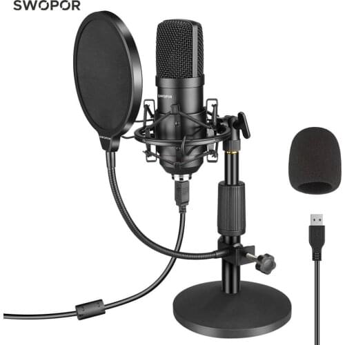 Condenser Microphone Kit SWOPOR UMK009 Mic for Podcasting on Tabletop Desktop Black