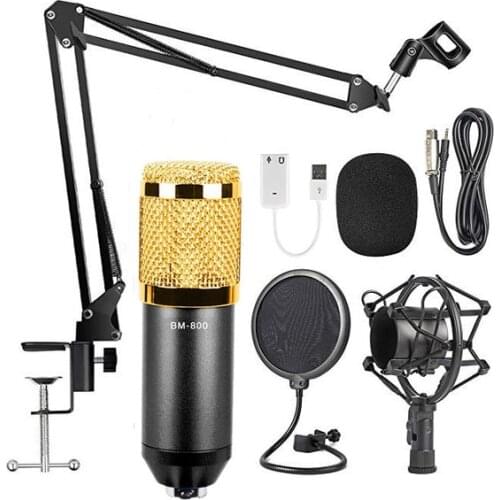 Condenser Microphone with Bracket Adjustable Scissor Arm Stand USB Computer Microphone Kit Streaming Podcasting for Youtube