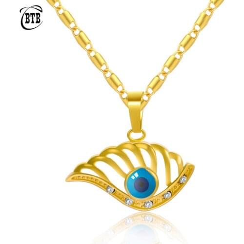 Crystal Evil Eye Pendant Muslim Middle East Locket Necklace Women Gold Color Jewelry Choker Lucky Islamic Allah Jewelry