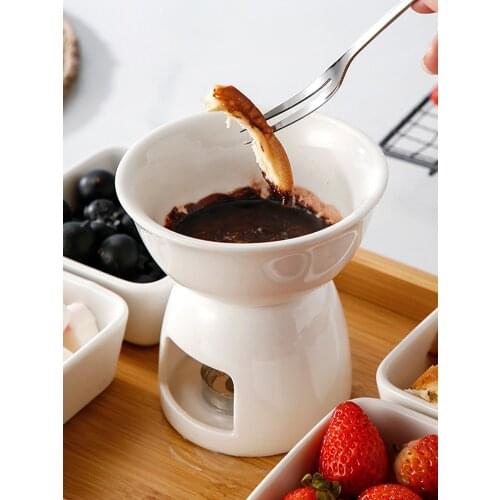Net red chocolate hot pot ceramic ice cream cheese heating and melting chocolate dessert hot pot stove set