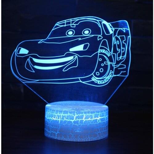 3d Illusion Night Lights Cartoon Sport Car Usb Battery Powered Table Lamp for Kids Bedroom Decor Boys Xmas Birthday Gift