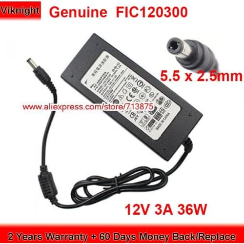 Genuine FICD100826 36W Charger 12V 3A AC Adapter for Fortune FIC120300 FICD100826 01 with 5.5 x 2.5mm Plug Power Supply