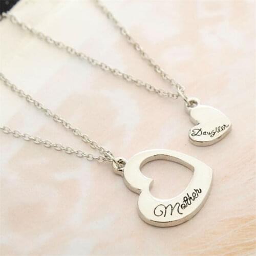 2PC/Set Mother Heart Daughter Necklaces Family Gifts For Mom Women Jewelry Pendant Necklace Mothers day present