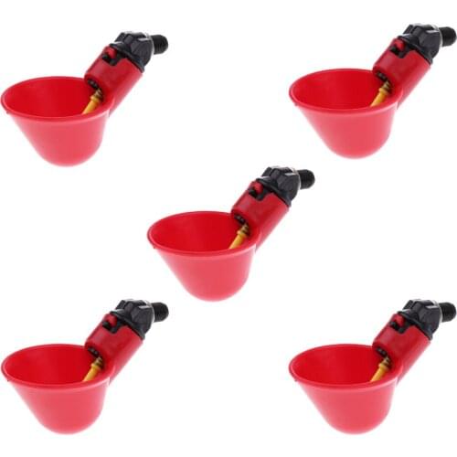 5x Automatic Pigeon Drinkers Waterers Cups Feeder Bowls for Cage Coop Red