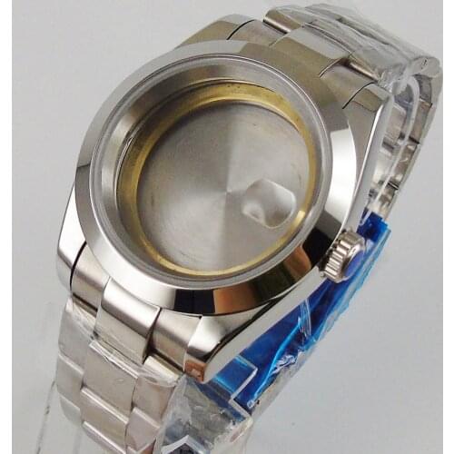 Polished Replaced Wristwatch Case for ETA 2836 MIYOTA 8215 DG MINGZHU2813 Oyster Bracelet Flat Scratch-Resistant glass magnifie